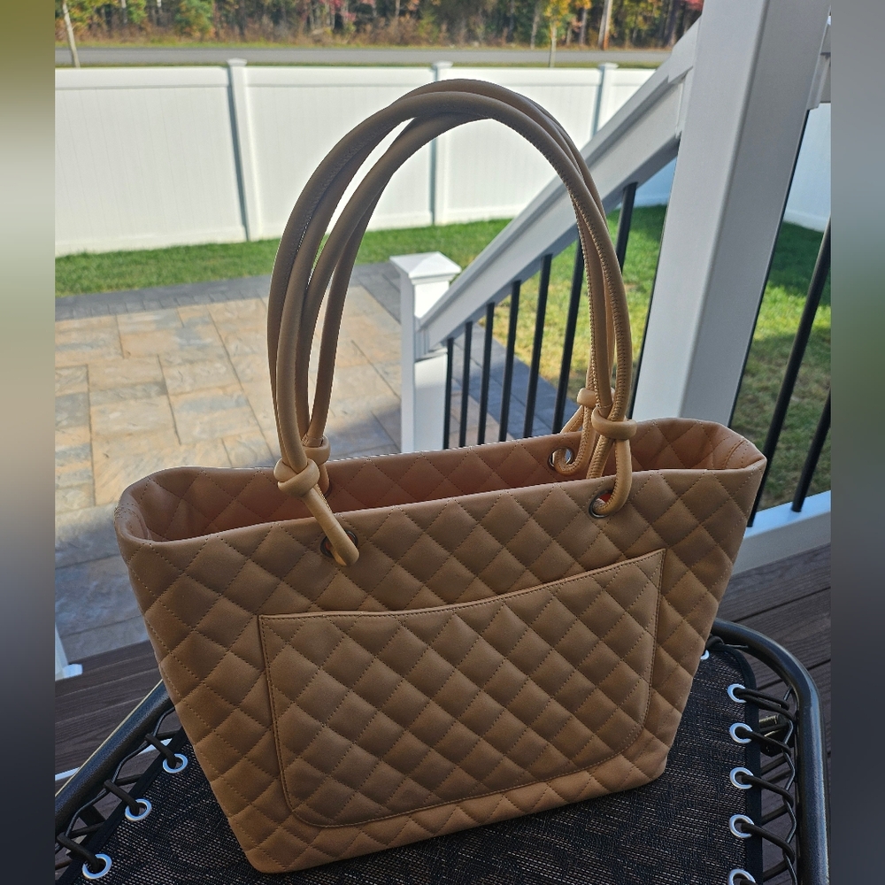 Chanel Cambon Line Large Tote Nude with Yellow C's - Picture 4 of 14
